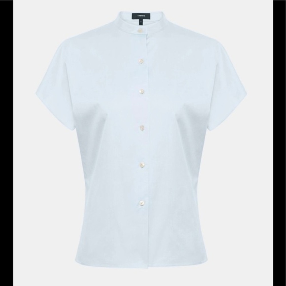 NWT Theory Blue Short Sleeve Dolman Button Shirt